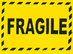 Fragile Labels Fluro Yellow